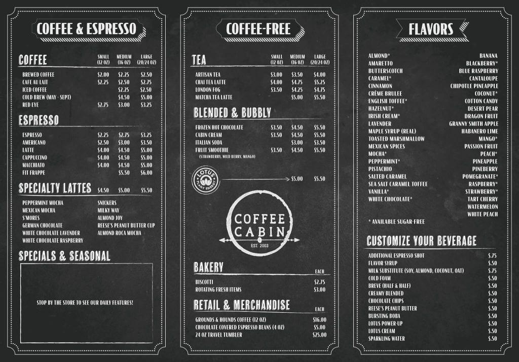 coffee cabin marshfield menu 1 1024x713